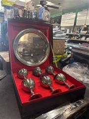 6 W&S BLACKINTON SILVER PLATED GOBLETS WITH SERVING PLATTER